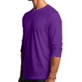 thumbnail image 4 of Men's Long Sleeve Round Neck Raglan Three Quarter Sleeve T-Shirt Top for Spring Fall Casual Style,Purple,M, 4 of 8