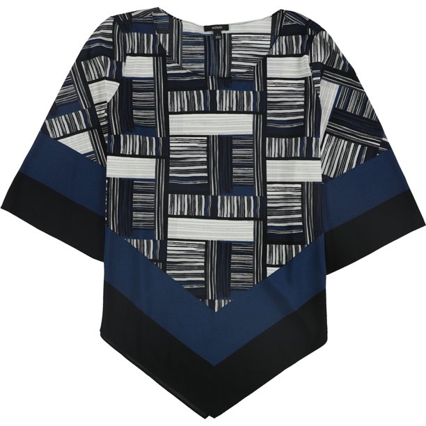 Alfani Blusa con dobladillo en V para mujer, azul, mediana