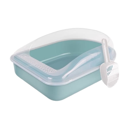 Semi Enclosed Cat Litter Box, Odor Control Kitty Litter Pan, For Indoor Home Pet Sanitation Use, High Sides Splash Proof Cat Toilet With Litter Scoop