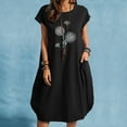 thumbnail image 2 of Robes pour Femmes 2022 Robe à Manches Courtes à Col Rond Grande Taille Robe Imprimée Décontractée Ample d'Été Midi avec Poches, 2 of 4