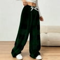 thumbnail image 5 of qucoqpe Women Fuzzy Pajama Pants Plushy Elastic Waist Wide Leg Winter Warm Fleece Lounge Bottoms, 5 of 7