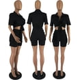 thumbnail image 3 of Women's 2 Piece Outfits Summer Casual Short Sleeve Button Down Shirt & Shorts Matching Set With Pockets, 3 of 4