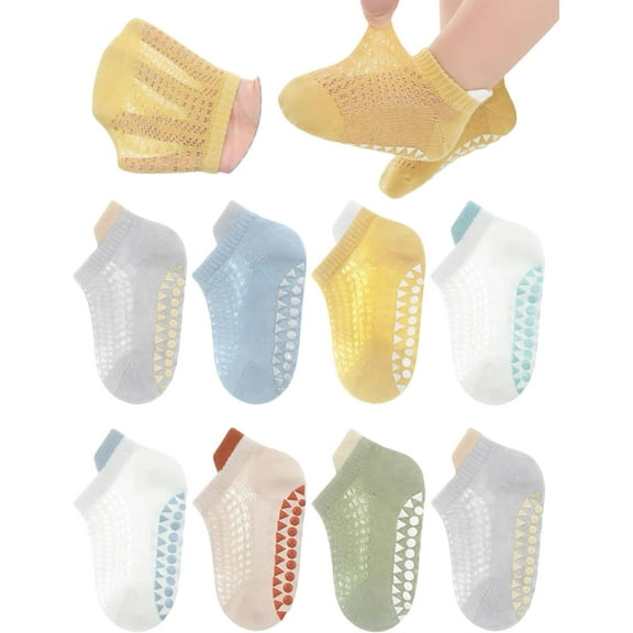 Baby Toddler Non Slip Socks Girl Boy Non-Skid Crew Socks Mesh Summer Infant Floor Socks 8 Pairs
