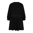 thumbnail image 4 of 50 % de Réduction! Vêtements pour Femmes, Robe de Sport à Col Rond Manches 3/4 Patchwork, Mini Jupe Ample, Noire, P, 4 of 5