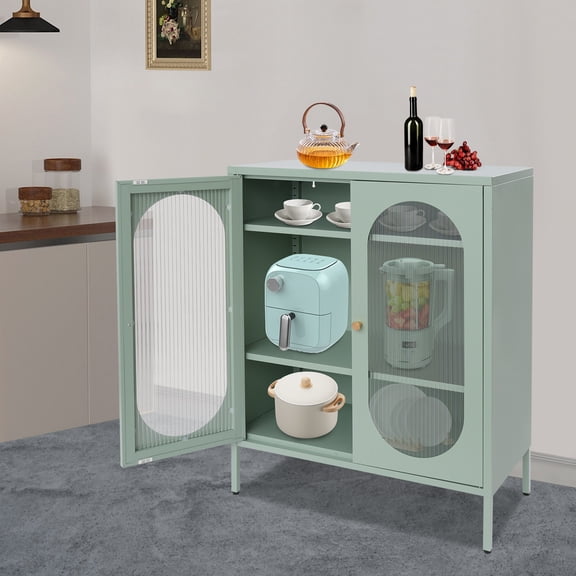 31.5*15.8*40 Modern Free Standing Creamy Green Kitchen Storage Accent Cabinet for Living Room, Bedroom