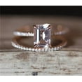 thumbnail image 3 of SKJEWELLERS Emerald Cut Solitaire Morganite Bridal Set Ring 925, Sterling Silver, 14k Rose Gold Finish, 3 of 6