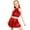 Red, variant on Mufeng Kids Girls 2 Pieces Samba Jazz Latin Dance Outfits Sequins Halter Tiered Crop Top With Skirt Silver 6