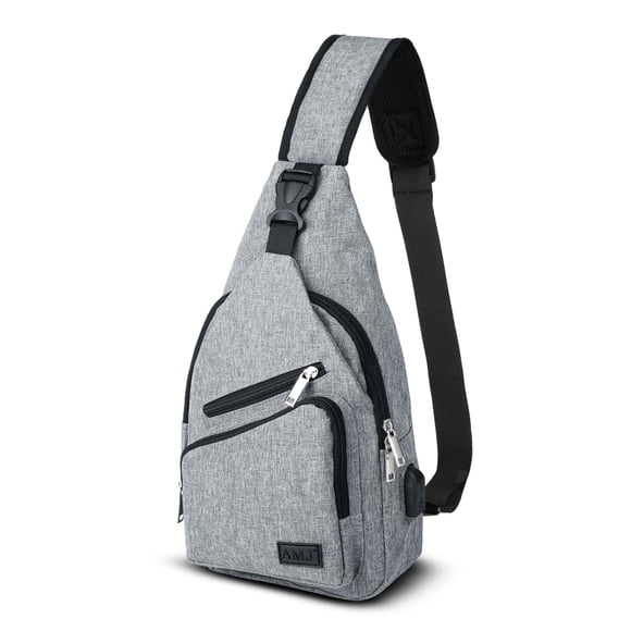 AMJ - Bolso cruzado para hombre y mujer, mochila de hombro casual, mochila de pecho para senderismo y viajes (S, negro)