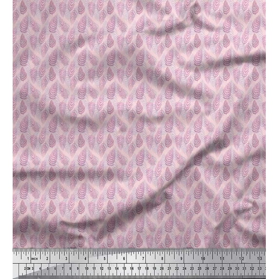 Soimoi Poly Georgette Fabric Artistic Leaves Decor Fabric Printed Yard 42 Inch Wide