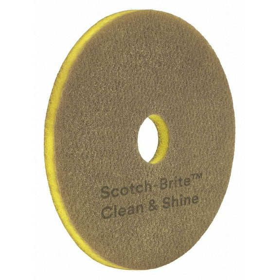 Scotch-Brite Clean & Shine Pad - 5/Carton - Round x 12" Diameter x 1" Thickness - Cleaning, Polishing, Scrubbing - Vinyl Composition Tile (VCT), Luxury Vinyl Tile (LVT), Vinyl, Rubber, Stone, Terrazz