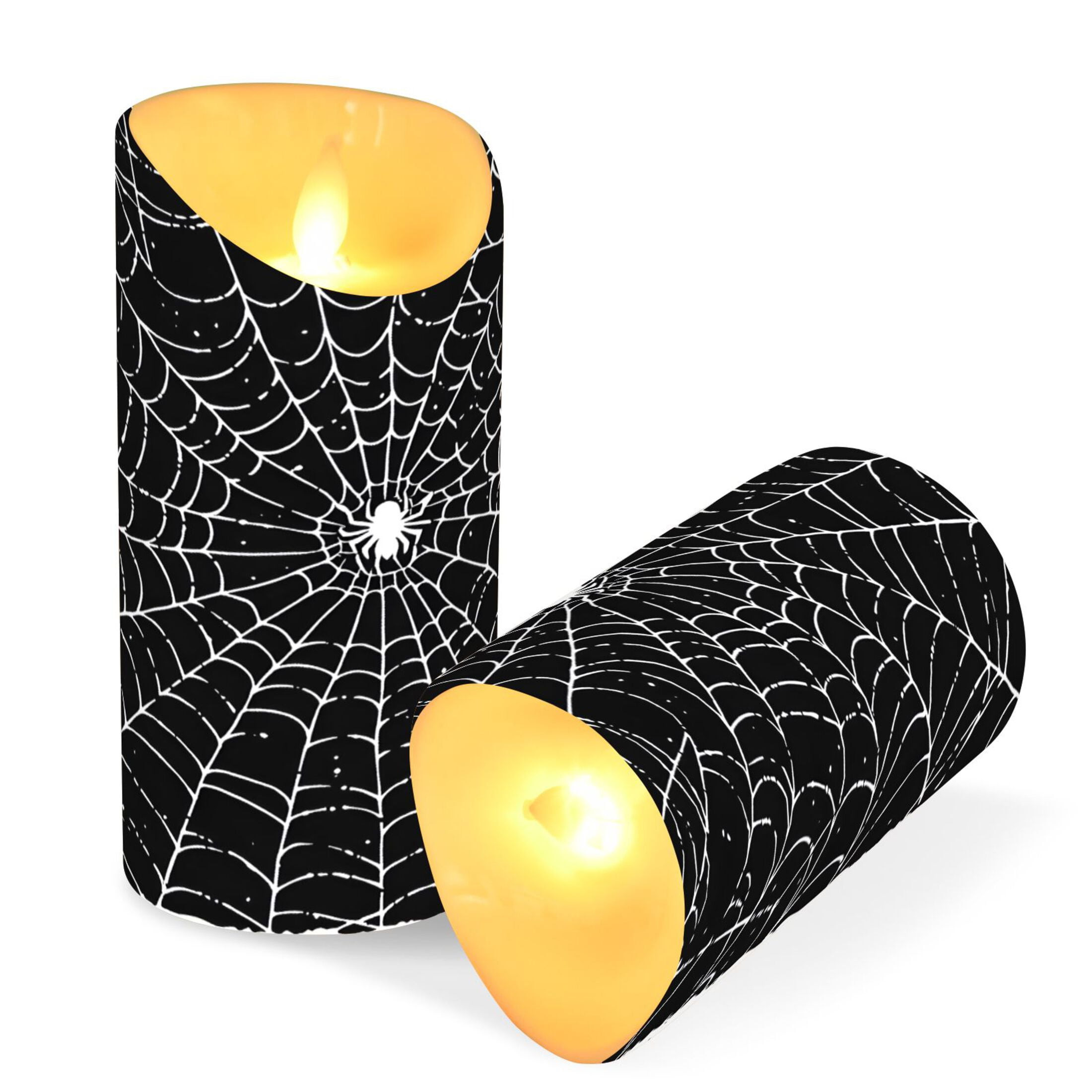 Web Flameless Candles 2 PCS with Remote Realistic Moving Flame LED Tapered Pillar Set for Home Decor
