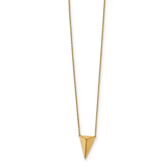 Beautiful Leslie's 14K Polished 3D Triangle w/2 in ext. Necklace