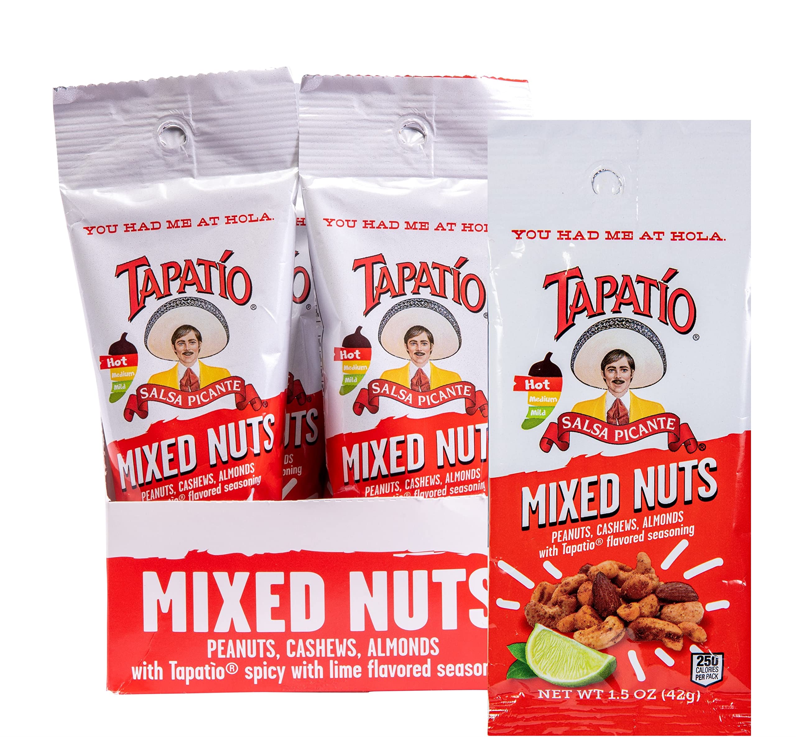 Straight Up Nuts Tapatio Spicy Nuts With Lime, Tapatio Salsa Picante