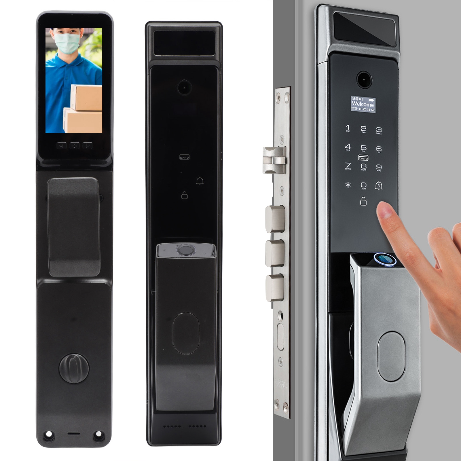 Diydeg WiFi Smart Deadbolt, in Fingerprint Keyless Entry Door Locks with 3D Face Recognition, Biometric Lock Keypad, Digital Electronic Auto for H - 1
