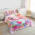 thumbnail image 3 of Homewish Cute Pink Axolotl 3 Pieces Queen Comforter Set for Children Boys Girls,Cartoon Floral Salamander Ultra Soft Bedding Sets,Dreamy Gradient Ombre Bedding Comforter Set,Microfiber Bedroom Decor, 3 of 8