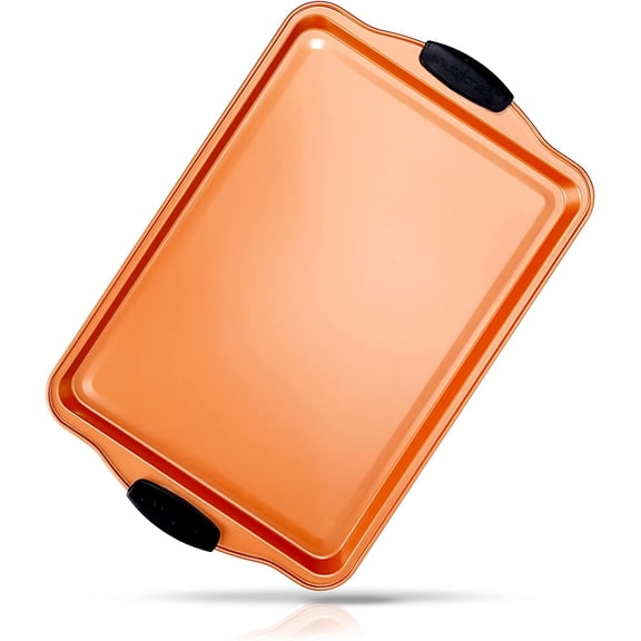 Nutrichef 15” Non-Stick Cookie Sheet, Medium Copper Commercial Grade Quality Carbon Steel Bakeware