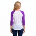 thumbnail image 4 of Women's Two Tone 3/4 Sleeve Raglan Baseball Shirt / Baseball Tee, White/Purple M, 4 of 7
