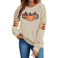 thumbnail image 2 of TKLPEHG Womans Thanksgiving Sweatshirts Plaid Polka Dots Pumpkin Graphic Sweatshirt Fall Fashion Crew Neck Holiday Tops Long Sleeve Casual Pullover (Khaki,L), 2 of 6