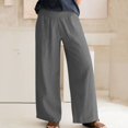 thumbnail image 2 of Women‘s Cotton and Linen Trousers Loose Large Size Wide Leg Pants with Pockets, 2 of 7