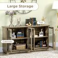 thumbnail image 4 of HOMCOM Farmhouse Buffet Cabinet with Glass Doors, Kitchen Sideboard, Coffee Bar for, Distressed Grey, 4 of 10