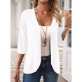thumbnail image 4 of Women'S Cardigan Tops Three-Quarter Sleeves Solid Color Casual Small Jacket Female 2025 White S, 4 of 9