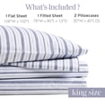 thumbnail image 3 of Madison Park Essentials 100% Cotton Sheets, Breathable&Soft Cotton Bed Sheets, Printed Design, Elastic Pocket Cotton Sheet Set Fits Up to 17" Mattress, All Season, King Blue Stripes 4 Piece, 3 of 3