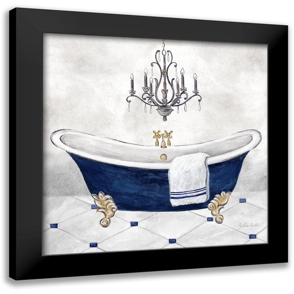 Coulter, Cynthia 12x12 Black Modern Framed Museum Art Print Titled - Navy Blue Bath II