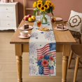 thumbnail image 2 of Independence Day Floral Table Runner 90 Inches, Anniversary USA Flag Vintage Bed Runner Dresser Scarves Tabletop for Indoor Outdoor Parties/Ceremony/Banquet, 13" x 90", 2 of 9