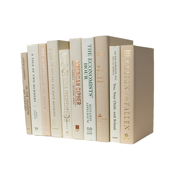 Pen & Willow Tan/Beige Decorative Books - Real shelf-ready book bundles for home or office decor, weddings or staging.