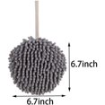 thumbnail image 3 of Nvzi-a Soft Absorbent Chenille Hand Towels, Decorative Hanging Fuzzy Towels Ball, Thick Drying Cloth Hand Towel for Home Kitchen & Bathroom (Grey*2), 3 of 4