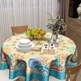 thumbnail image 6 of Summer Beach Tablecloth Round 60 Inch, Shell Coastal Wreath Sea Theme Waterproof Fabric Circular Table Cloth Cover for Home Kitchen Dining Patio Picnic Party Decor, 6 of 7