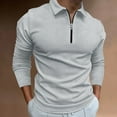 thumbnail image 2 of Zylarhe Men T Shirts Men Casual Soild Zipper Top Shirt Turn Down Collar Blouse Long Sleeve Top Shirt Fashion Casual Shirt Loose Tee, 2 of 5