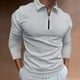 thumbnail image 2 of Camisa informal de manga larga para hombre: cuello vuelto, detalle de cremallera, color liso, poliéster, oficina/ocio, tallas 10-20 (EE. UU.), 2 of 5