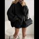 thumbnail image 5 of Suéteres de Cuello Alto de Gran Tamaño para Mujer, Jerseys de Punto Grueso de Larga, Ropa de Moda de Invierno, Otoño Negro L, 5 of 7