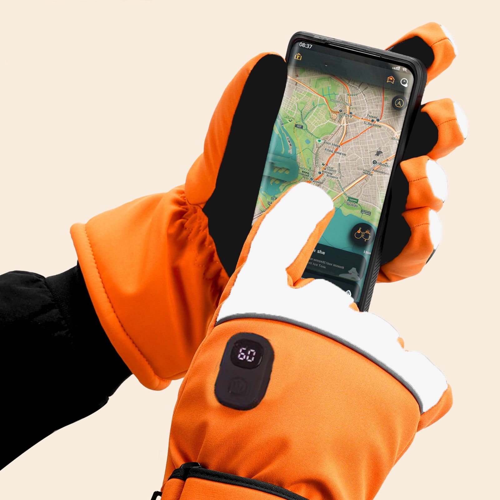 Heated Gloves For Men Women Rechargeable Electric Warm Winter Gloves For Motorcycle Skiing Bike Hunting Camping (Free Size, Orange)