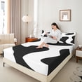 thumbnail image 4 of Homewish Contemporary Art Boho Full Size Sheets,Geometric Striped Square Bed Sheets,White Black Sheet Sets For Boys Teens,Breathable Home Decor,4pcs, 4 of 7
