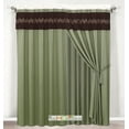 thumbnail image 2 of 11-Pc Southwest Square Diamond Border Embroidery Comforter curtain Set Queen Sage Green Beige Brown, 2 of 4
