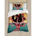 thumbnail image 3 of Kraken Decor Queen Size Duvet Cover Set, Coral Sea Monster Sinking the Boat Retro Myths Ocean Folk Stories Inspired Artwork, Decorative 3 Piece Bedding Set with 2 Pillow Shams, Multi, by Ambesonne, 3 of 3