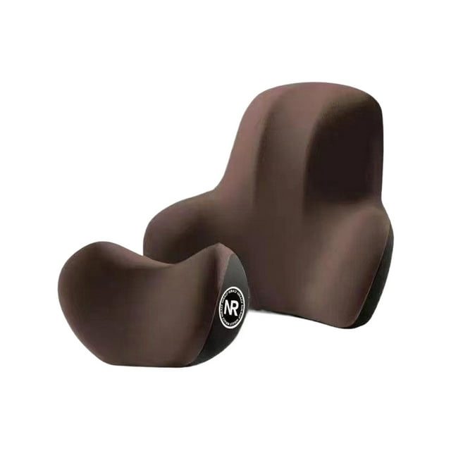 relayinert Drive Or Work In Comfort With Durable Fiber Fabric Headrest Lumbar Support Set Car Headrest Lumbar Support Neck Coffee