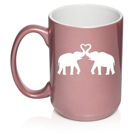 

Elephants Making Heart Ceramic Coffee Mug Tea Cup Gift for Her Women Sister Boss Mom Daughter Grandma Friend Boss Birthday Anniversary Girlfriend Cute Elephant Lover (15oz Rose Gold)