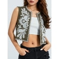 thumbnail image 5 of Yunliwuli Women Vest, Sleeveless Open Front Embroidery Flower Outwear Gilet for Casual Street, 5 of 10