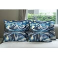 thumbnail image 2 of Ambesonne Painting Art Throw Pillow Cover Pack of 4, Starry Sky Lake Night, 4 Pcs-40"x40", Royal Blue and Yellow, 2 of 5