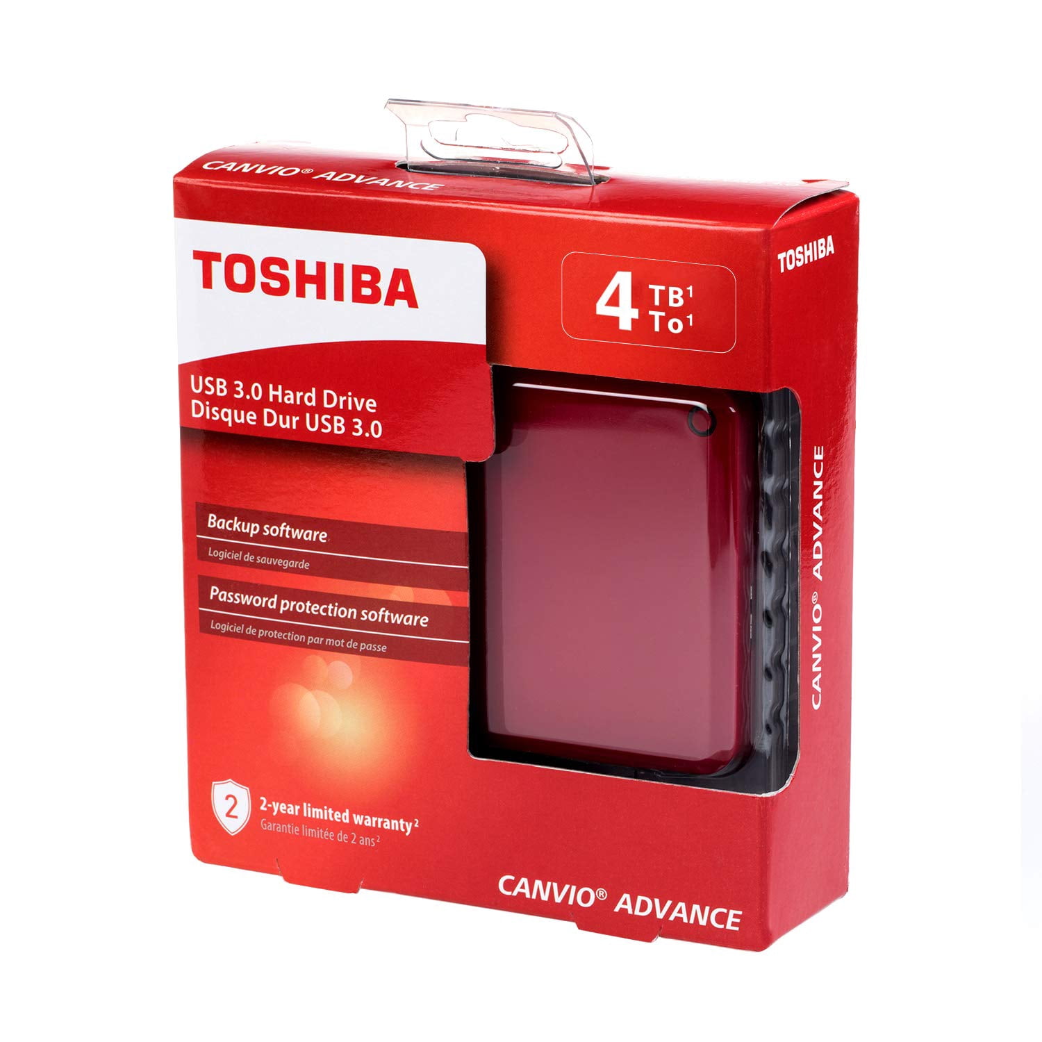 Toshiba Canvio Advance Portable External Hard Drive 4TB Red - HDTC940XR3CA