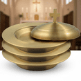 thumbnail image 2 of Communion Ware 3 Holy Stacking Bread Plates With A Lid - Stainless Steel (Brass Matte), 2 of 6