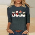 thumbnail image 5 of Oksale Womens Plus Size 3/4 Sleeve Christmas Tees Cute Snowman Print Round Neck Fall Casual Shirts Fashion Clothing Multicolor M, 5 of 6