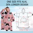 thumbnail image 4 of Oversized Wearable Blanket Hoodie,Boston Terrier Dogs and Flowers Sherpa Blanket Hoodie with Super Pockets,Super Warm Fuzzy Pullover for Women & Men, 4 of 6