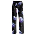 thumbnail image 5 of OIOLOYJM Halloween Womens Pajama Pants Ghost Print Wide-Leg Cute Sleeping Soft Pajama Bottoms Party Stretch Casual Elastic Waist Joggers Purple XL, 5 of 7
