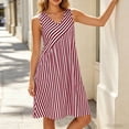 thumbnail image 6 of XuJwPNcy Womens Summer Dresses Sleeveless Striped Knee Length Dress with Pockets V Neck Comfortable Soft Dresses for Women, 6 of 7