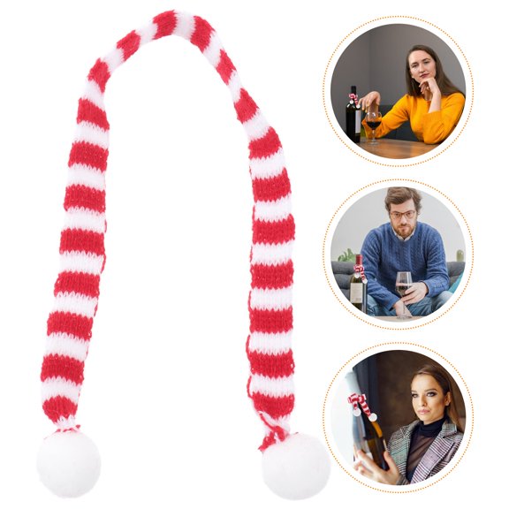 Supvox Mini Snowman Scarf Wine Bottle Scarf Red 8Pcs Christmas Party