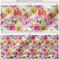 thumbnail image 2 of Soimoi White Cotton Voile Fabric Leaves,Pink & Peach Rose Watercolor Print Fabric by Yard 42 Inch Wide, 2 of 7